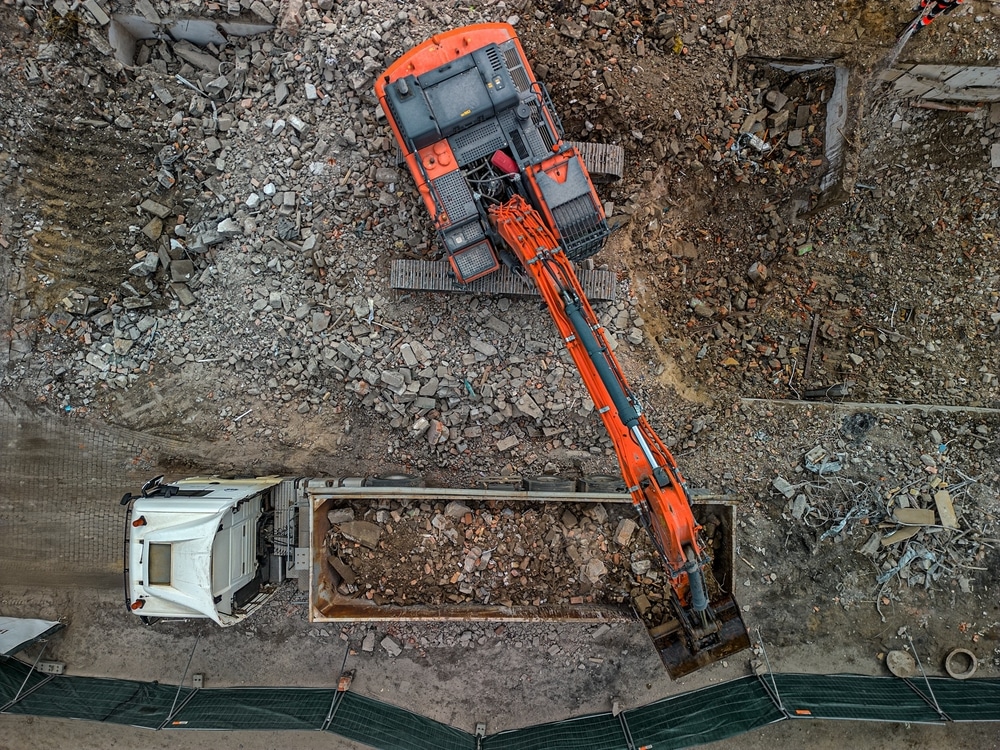 Excavator Loading Debris